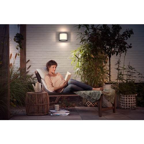 Philips Samondra Wandleuchten für den Außenbereich, 12 W, 2700 K warmweiß, wasserfest, anthrazit, wetterfest (IP44), Schwarz