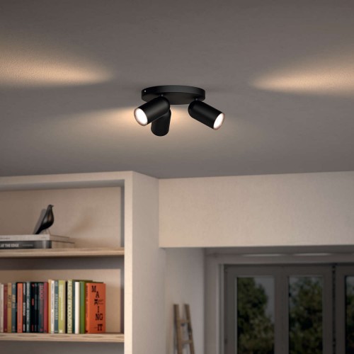 school Verbanning versieren Philips 50583/30/PN myLiving Pongee Zwart Triospot - Goedkoper Met LED
