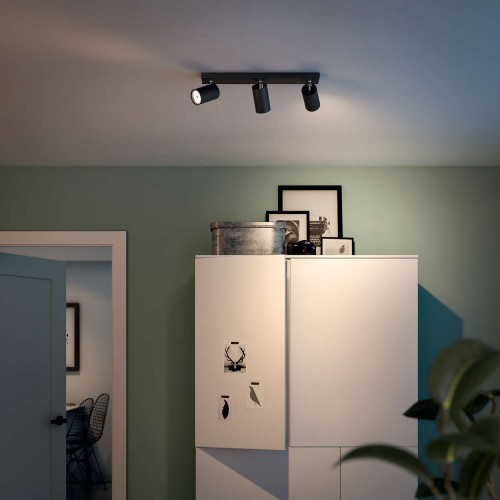 piek stel voor flauw Philips 50593/30/PN myLiving Kosipo Zwart Triospot - Goedkoper Met LED