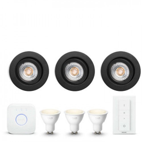 uit Weven zonne Philips Hue White ambiance GU10 Starter kit met SG armatuur Zwart -  Goedkoper Met LED