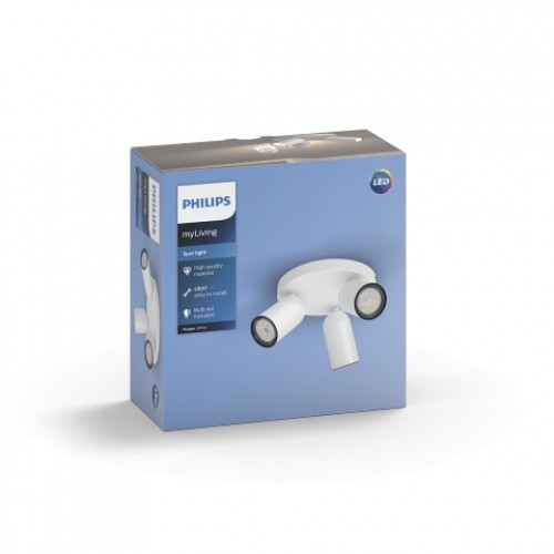 PHILIPS MYLIVING - SPOT BIANCO PONGEE 2xGU10 LED MAX 5,5W | Leroy Merlin