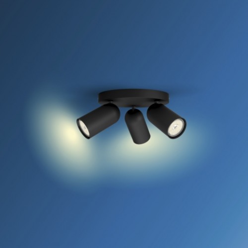 school Verbanning versieren Philips 50583/30/PN myLiving Pongee Zwart Triospot - Goedkoper Met LED