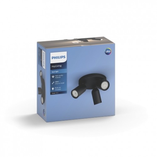 school Verbanning versieren Philips 50583/30/PN myLiving Pongee Zwart Triospot - Goedkoper Met LED