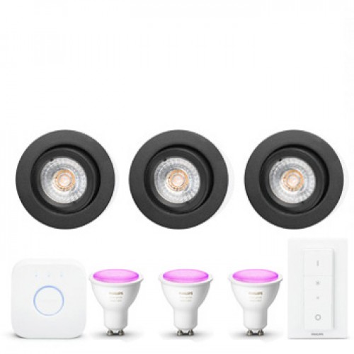 Symfonie een experiment doen ventilator Philips Hue White and Color ambiance GU10 Starter kit met SG armatuur Zwart  - Goedkoper Met LED