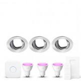 Philips Hue White and Color ambiance GU10 Starter kit met Lumiance armatuur Geborsteld aluminium